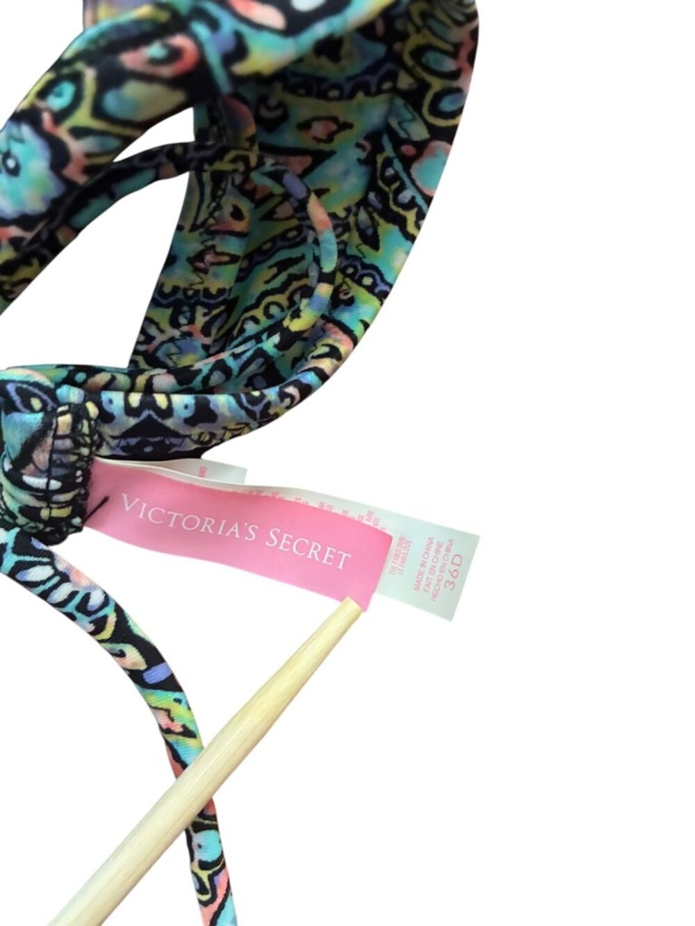 Victoria's Secret Fabulous Bikini Top Push-Up Halter Mosaic Garden Paisley 36D - Picture 5 of 9